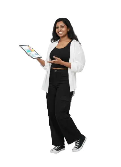 imge of the best digital marketing expert in pathanamthitta standing with a lap in her hand